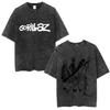 Washed Vintage Rock Band Gorillaz The Mountain Tour  T Shirt Men Women Casual Oversized Tshirt Man Retro Rock Gothic Tshirt