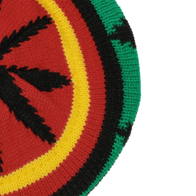 Traditional Jamaican Beret Hat Rainbow Color Knitted Pullover Reggae Hat For Women Men Everyday Wear Comfortable