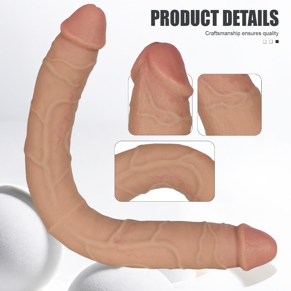 Double-Ended Dildo Silicone Realistic Vibrating Anal G-spot Toy for Women Gay Couples