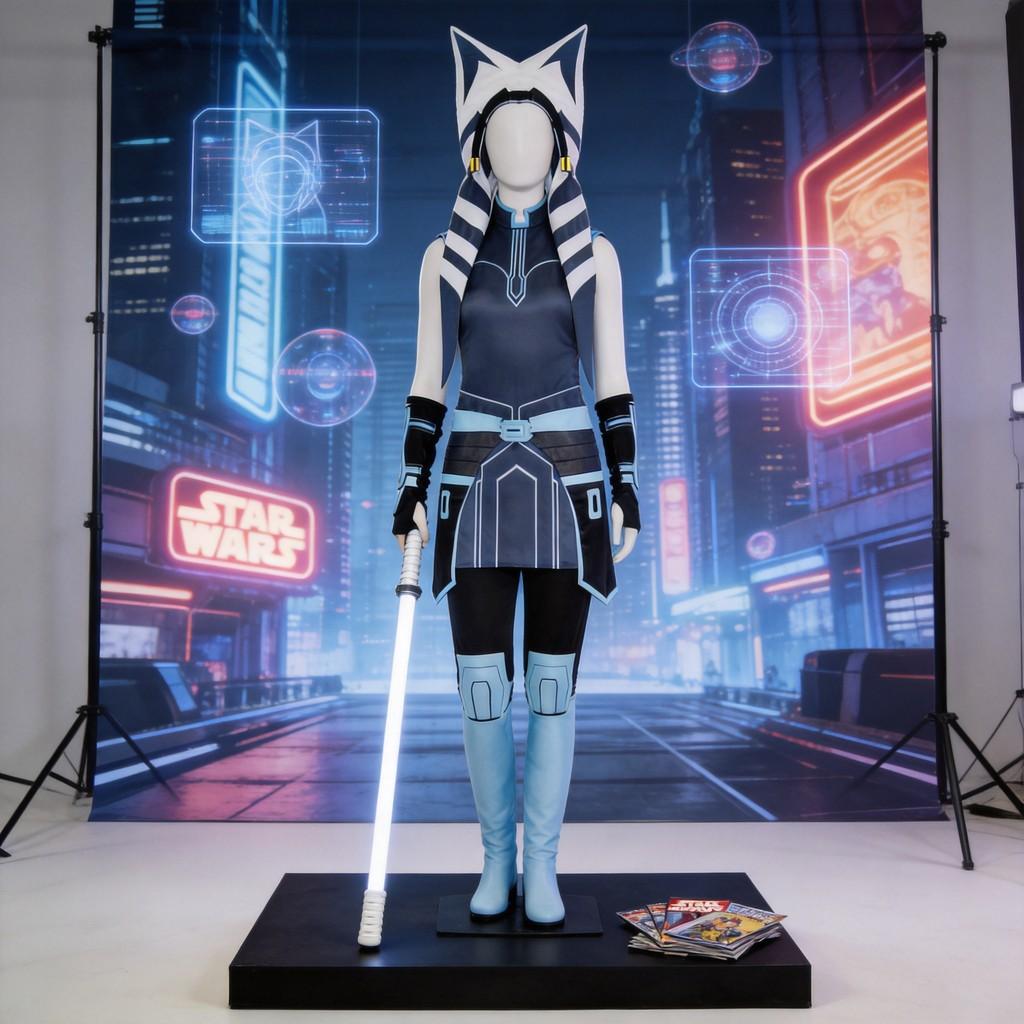 Star Wars Clone Wars Ahsoka Tano Cosplay Costume With Stretch Fabric For Anime Fans