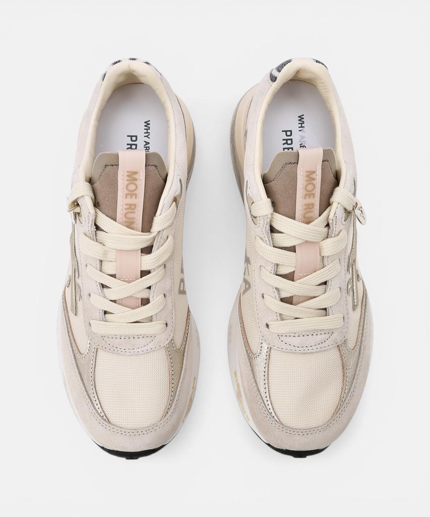 Premiata [26Ss][Moerun-D] Beige Women'S Logo Patch Cowhide Sneakers