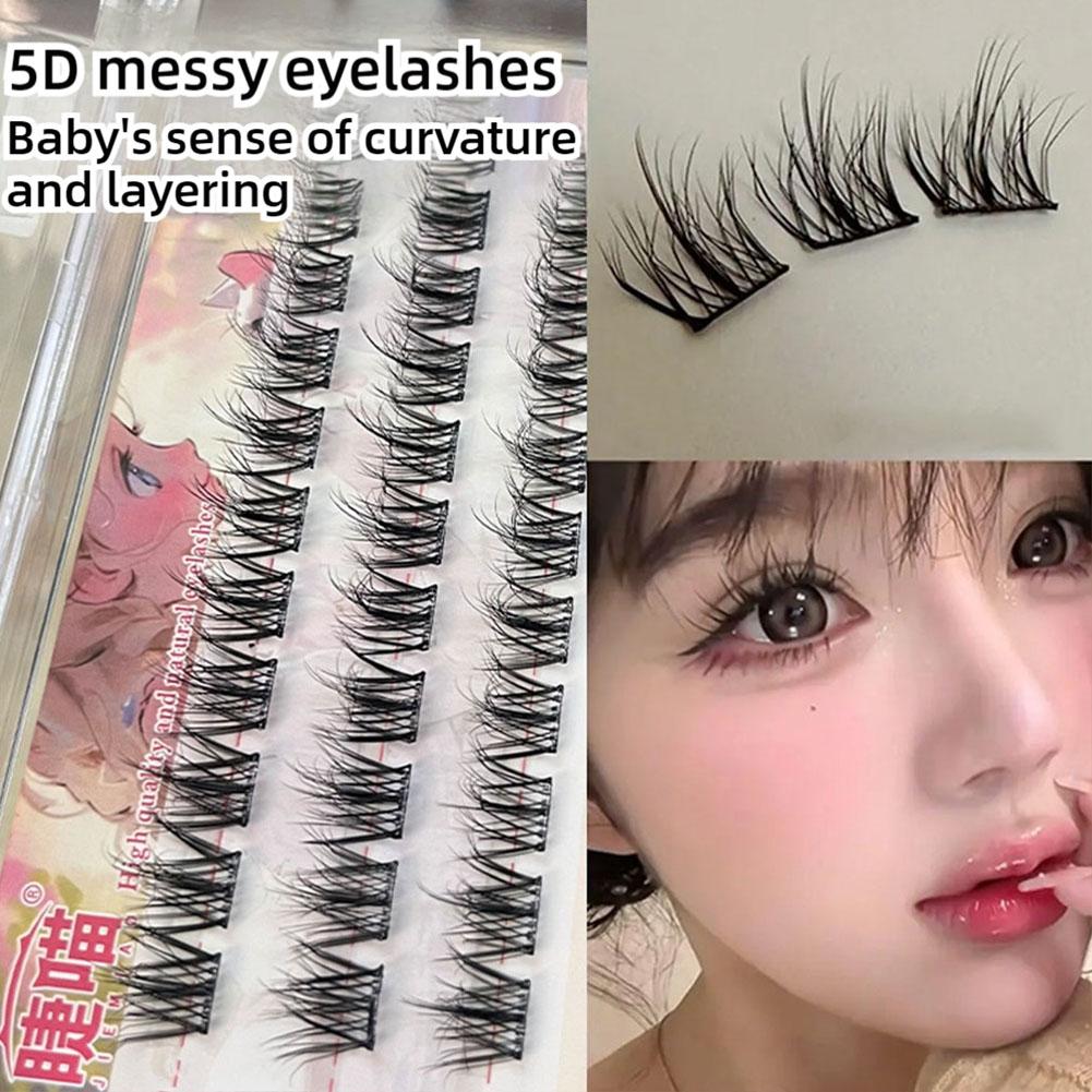 Glue-Free Self-Adhesive False Eyelashes Single Cluster C-curled Natural Faux Mink Lashes DIY False Eyelashes