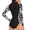 Women Wetsuit Long Sleeve Sun Protection Front Zip Black Diving Suit for Swimming Surfing Black XXL