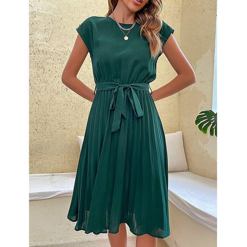 Rochie de petrecere fără mâneci de primăvară vară, linie A, modă pentru femei, elegantă, de vacanță, birou, rochii de damă, talie înaltă, lejeră, rochie lungă 24708