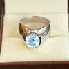 Aquamarine Oval Cut Gemstone With 925 Sterling Silver Ring For Men's #A735 JL375659036953
