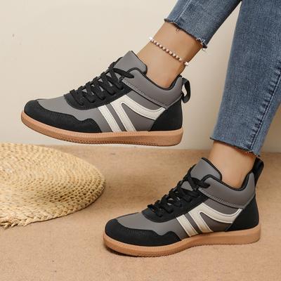 Autumn Sports Shoes Women's 2025 Autumn New Lace-up Plus-size Color-blocking Low-top Cotton Shoes