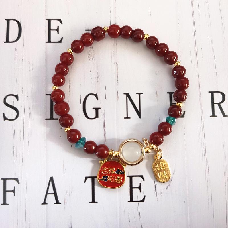 New Women's Mori Style Butterfly Glass Bracelet with Colorful Crackle Beads