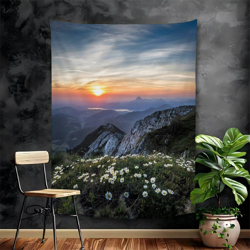 Mountain View Cartoon Tapestry Art Science Fiction Room Home Decor Art Home Decor