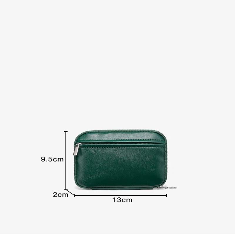 Minimalist Leather Key Organizer Pouch with Multiple Compartments Zipper Closure Slim Key Holder for Business Travel Gift
