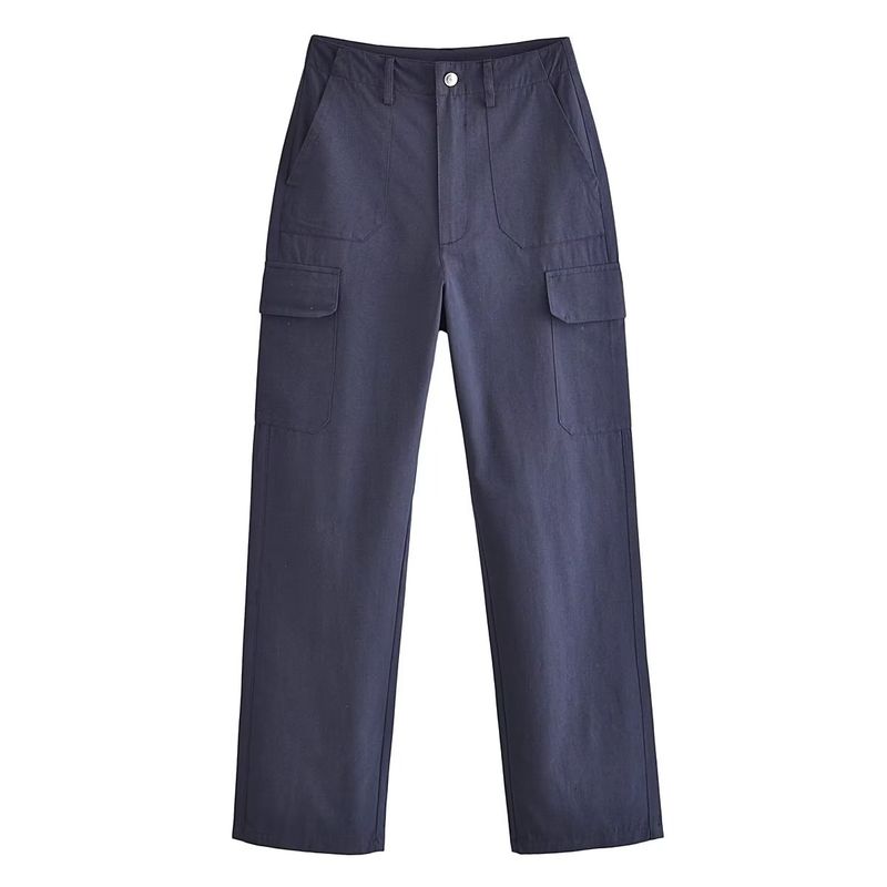 Kaslead Fashion Wind High Waist Straight Cargo Pants