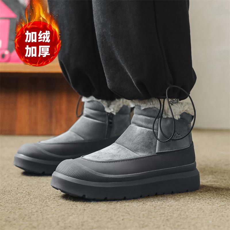 Light luxury retro casual shoes velvet thickened cold-proof warm large cotton shoes snow boots