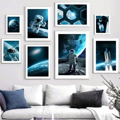 Space X Astronaut Rocket Moon Space Station Wall Art Prints Canvas Painting Nordic Poster Wall Pictures For Living Room Decor