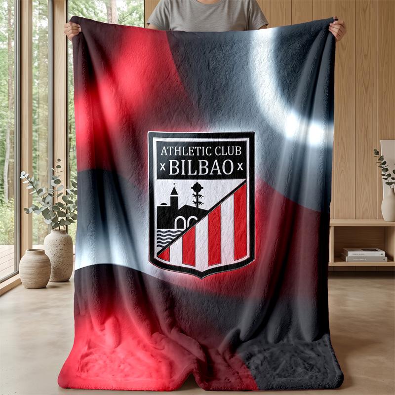 Athletic Bilbao Football Print Flannel Blanket, Soft Warm Lightweight Throw Blanket for Sofa Bed Camping