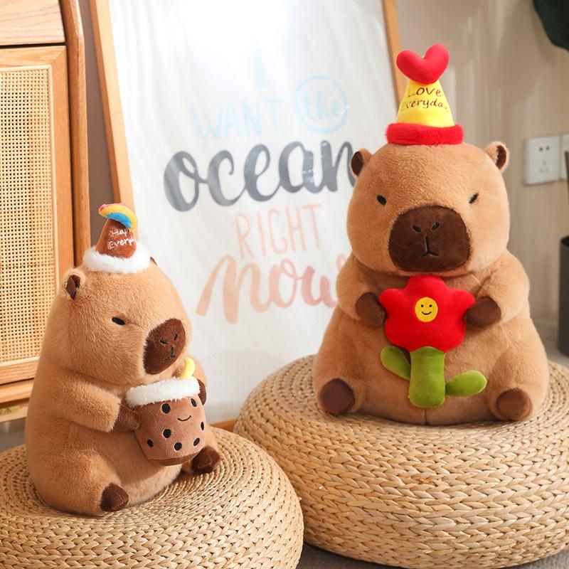 30/40 cm Bambola Peluche Capibara Creativa Carina e Affascinante Cuscino Data di Nascita Bubble Tea Fiore Capibara Giocattolo Peluche Gioioso Progettato Per Ragazzi Più Ragazze