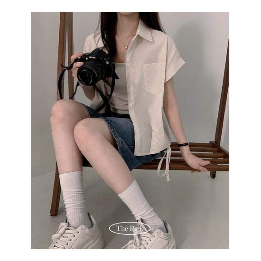 The Pink Men S Shalo Stripe Side Shirring Short Sleeve Shirt