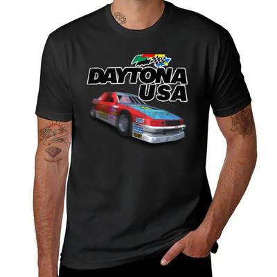 Ropa para hombre tallas grandes camisetas personalizadas diseña tus propias camisetas de entrenamiento para hombre Daytona USA Camiseta con logo de coche desgastado