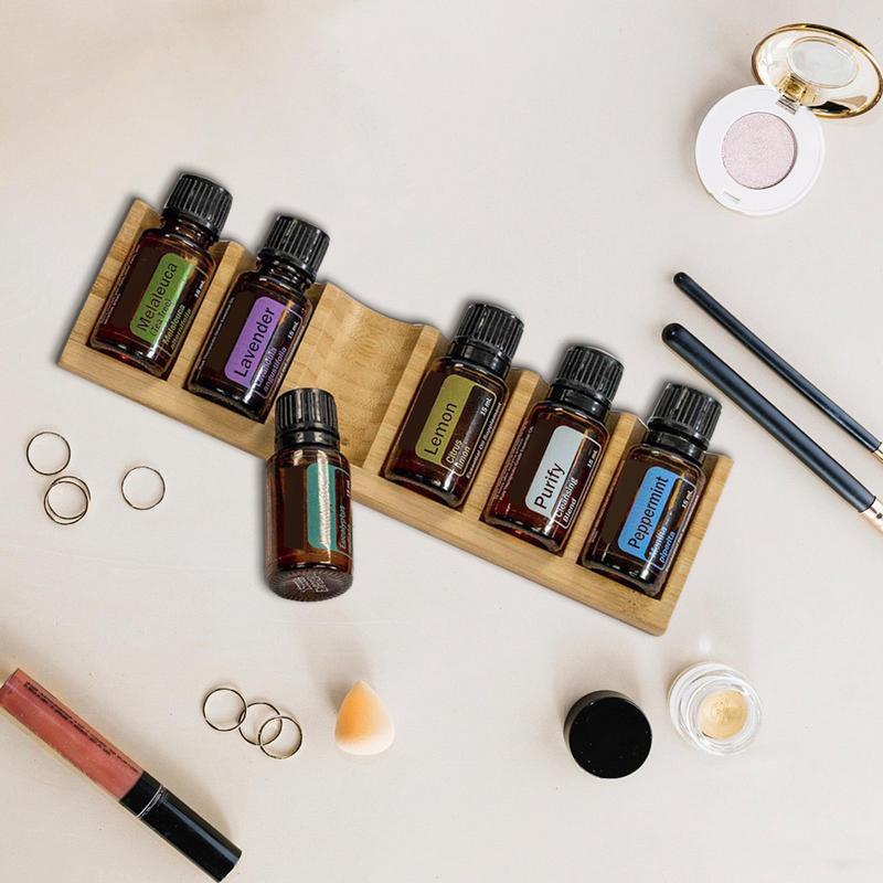 Scented Oil Organizer 6 Slots Wooden Oil Storage Shelf Tabletop Display Holder Oil Rack For Organizing Displaying Fragrance Oils