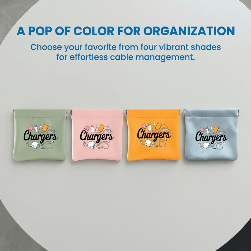 Self-closing Spring Mini Square Handbag Durable Cable Storage Bag Charger Storage Bag Small Item