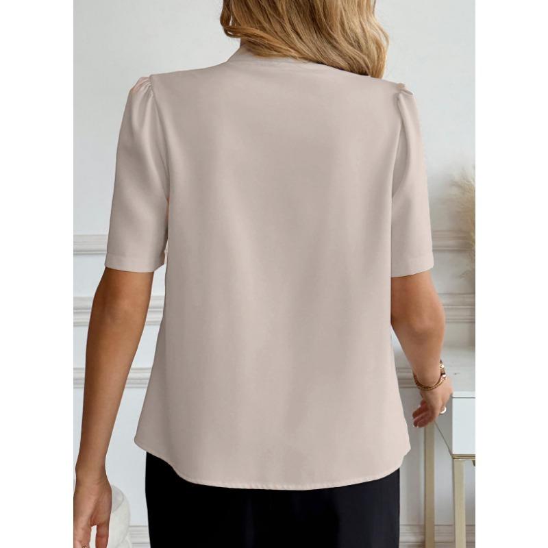 Women's New Summer V-neck Fashion Button Casual Business Short-sleeved Shirt