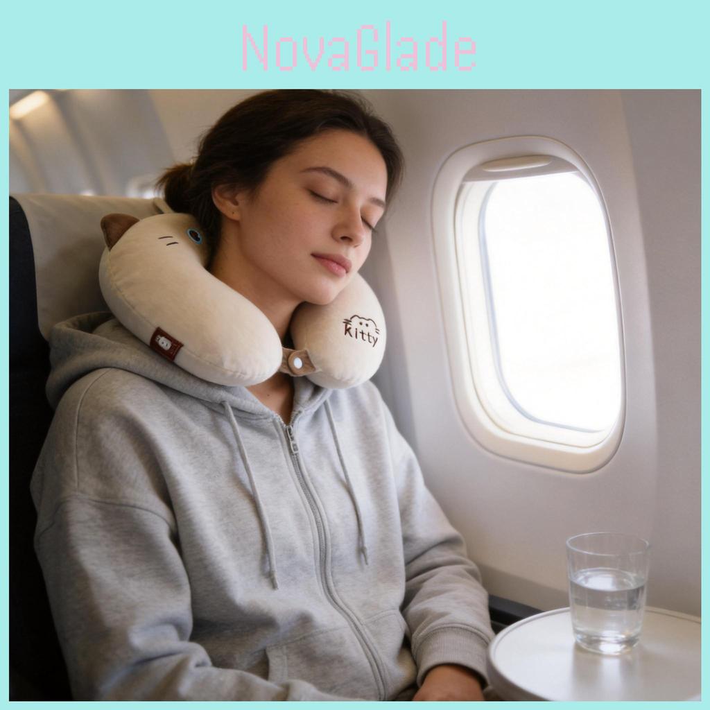 Cartoon Siamese Cat Memory Foam Ushaped Neck Pillow For Travel And Office Comfort
