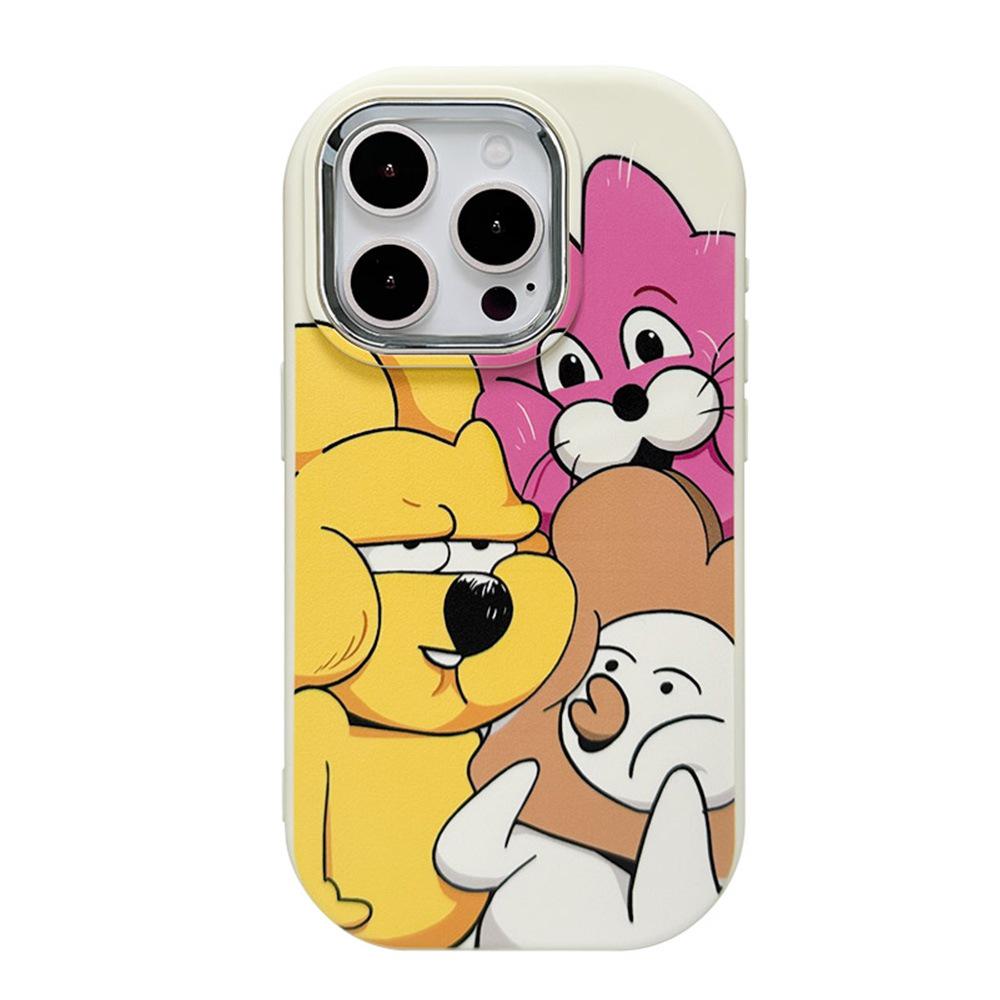 

Anti-Fingerprint Cartoon Protective Case for Apple 15/14/13/12 iPhone with Electroplating Frame iPhone 16 Plus