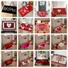 Soft Valentine Day Floor Mat Weaving Texture Rose Door Mat Romantic Heart Anti Slip Mat  Entryway