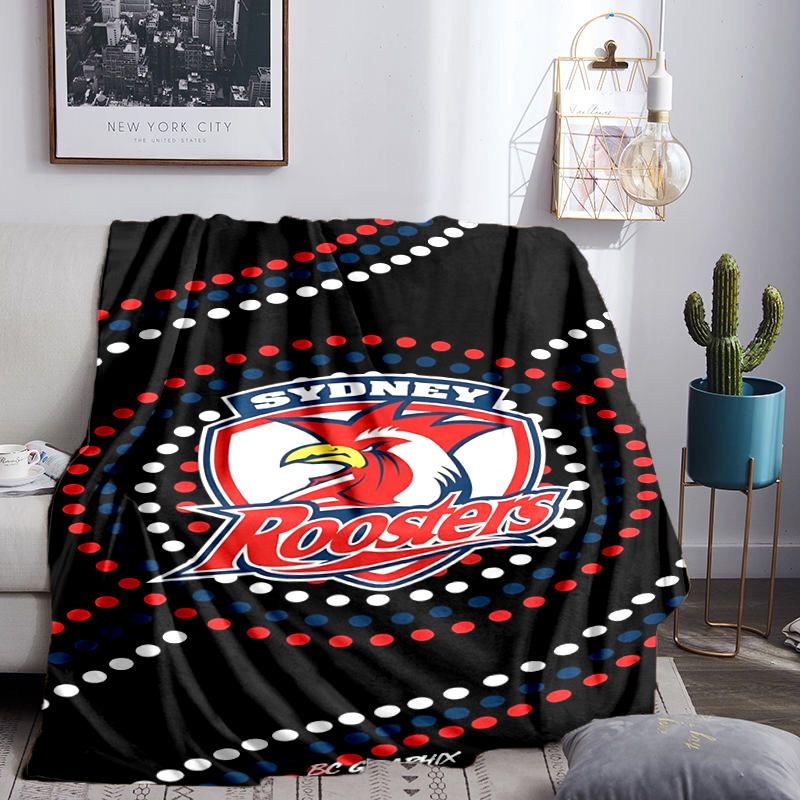 Sydney Roosters Team Spirit Blanket Flannel Throw for Sofa, Indoor, Camping, Living Room, Office, Chair, And Bed Soft Birthday Gift