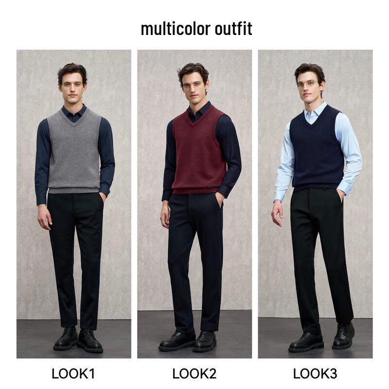 EMZ Erdos Men's 100% Wool V-Neck Knit Sweater