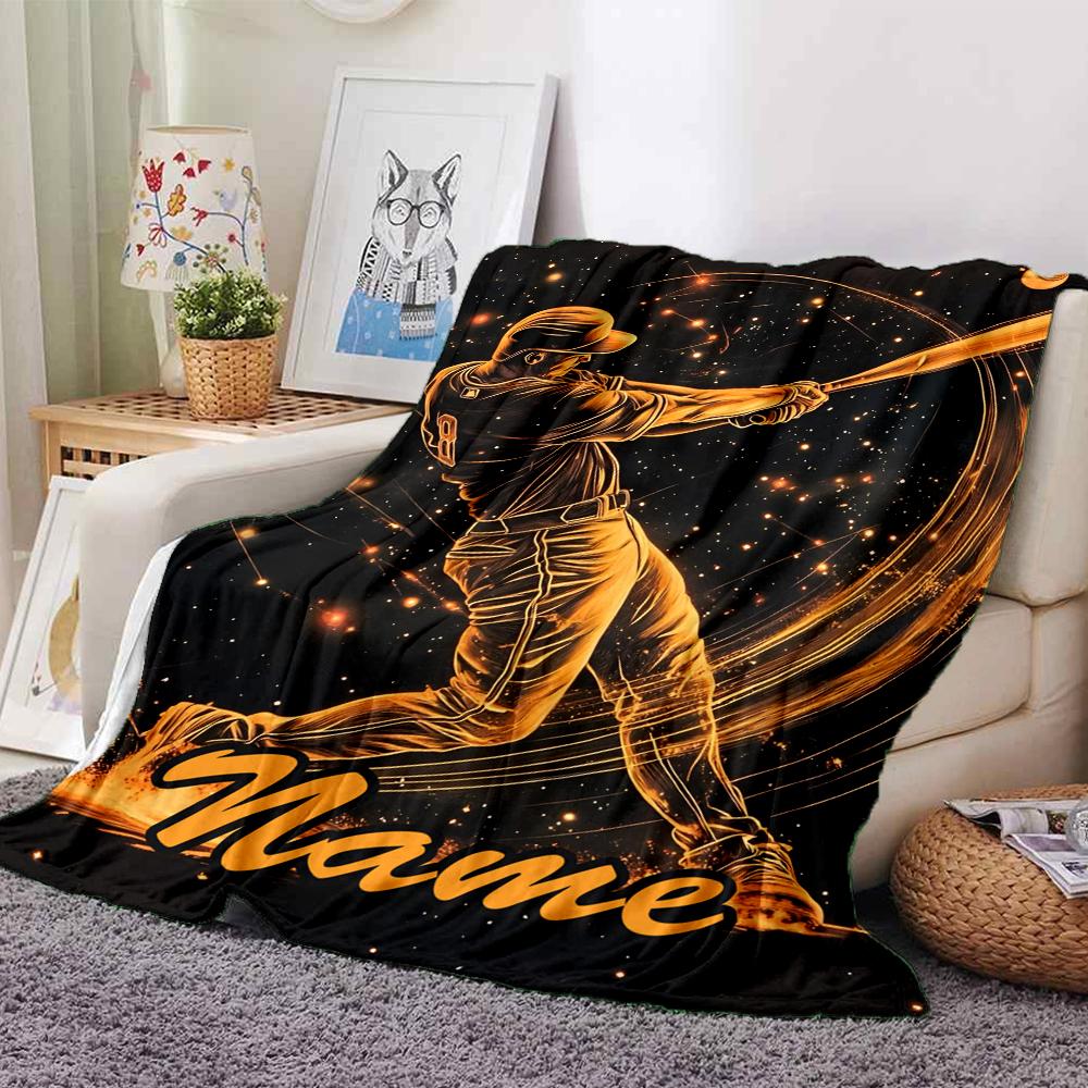 Custom Name Baseball Theme Printed Blanket - Perfect for Couch, Bed, Travel & Outdoor Use | Machine Washable, Cozy & Durable.