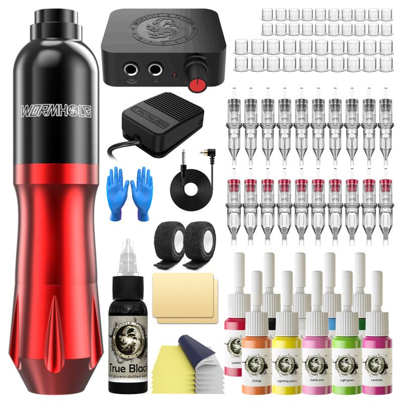 

Татуировки с червоточиной, набор ручек для татуировки с червоточиной, встроенная игла, цветной материал, силовая тату-машина WTK197