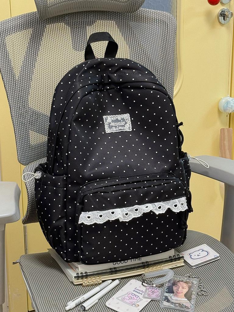 Ghiozdan Coreean ins Stil Colegiu Buline Valoare Ridicată Rucsac Elev Școală Medie Stil Dulce Dantelă Fată Moale Rucsac de Călătorie