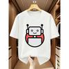 European sizes Men's Short Sleeve T-shirt with Cartoon Robot Graphic, Comfortable Casual Short-sleeved T-shirt for Summer
