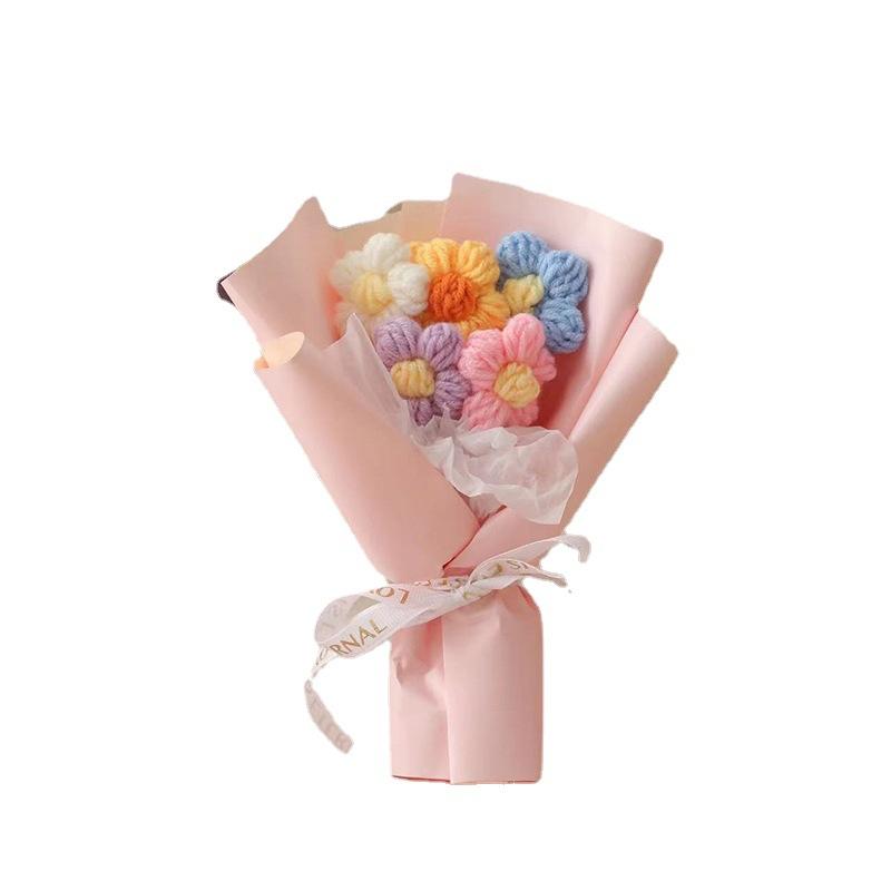 Day Valentines Knitted Flower Bundle Woolen Flower Decorative Ornament Gift