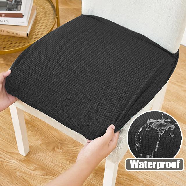 

Водонепроницаемый однотонный чехол на стул для столовой, жаккардовые эластичные чехлы на сиденья для стульев для отеля, банкета, кухни, свадьбы, дома, против грязи 1-PCS чёрный