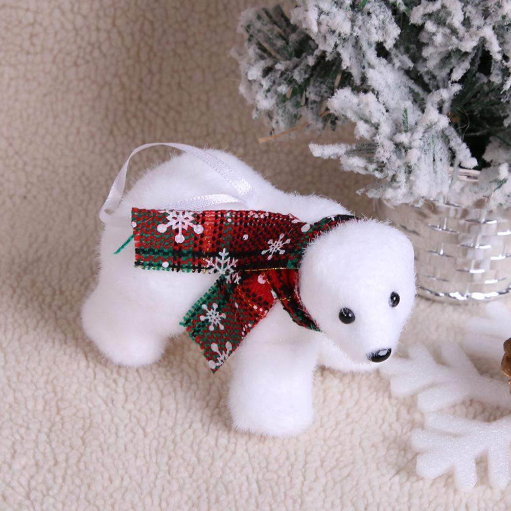 Christmas Decoration 2pcs/pack Scarf White Bear Home Decoration Accessories Christmas Pendant Christmas Gifts For Children