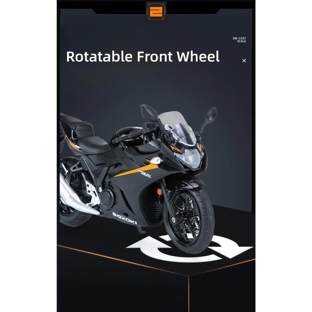 1/12 Suzuki GSX-250R Toy Motorcycle Miniature Model Off-Road Motorbike Racing Sound & Light Diecast Collection Gift Boy
