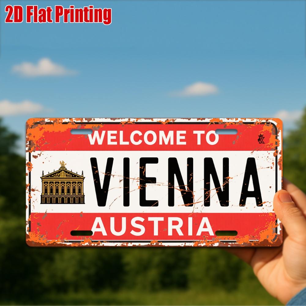 

D Flat pc Vintage Metal Sign for Decorative Use OnlyDecorative Plaque And Sign (xcm) Welcome to Vienna Aluminum Sign 15x30cm(5.9x7.8inch)