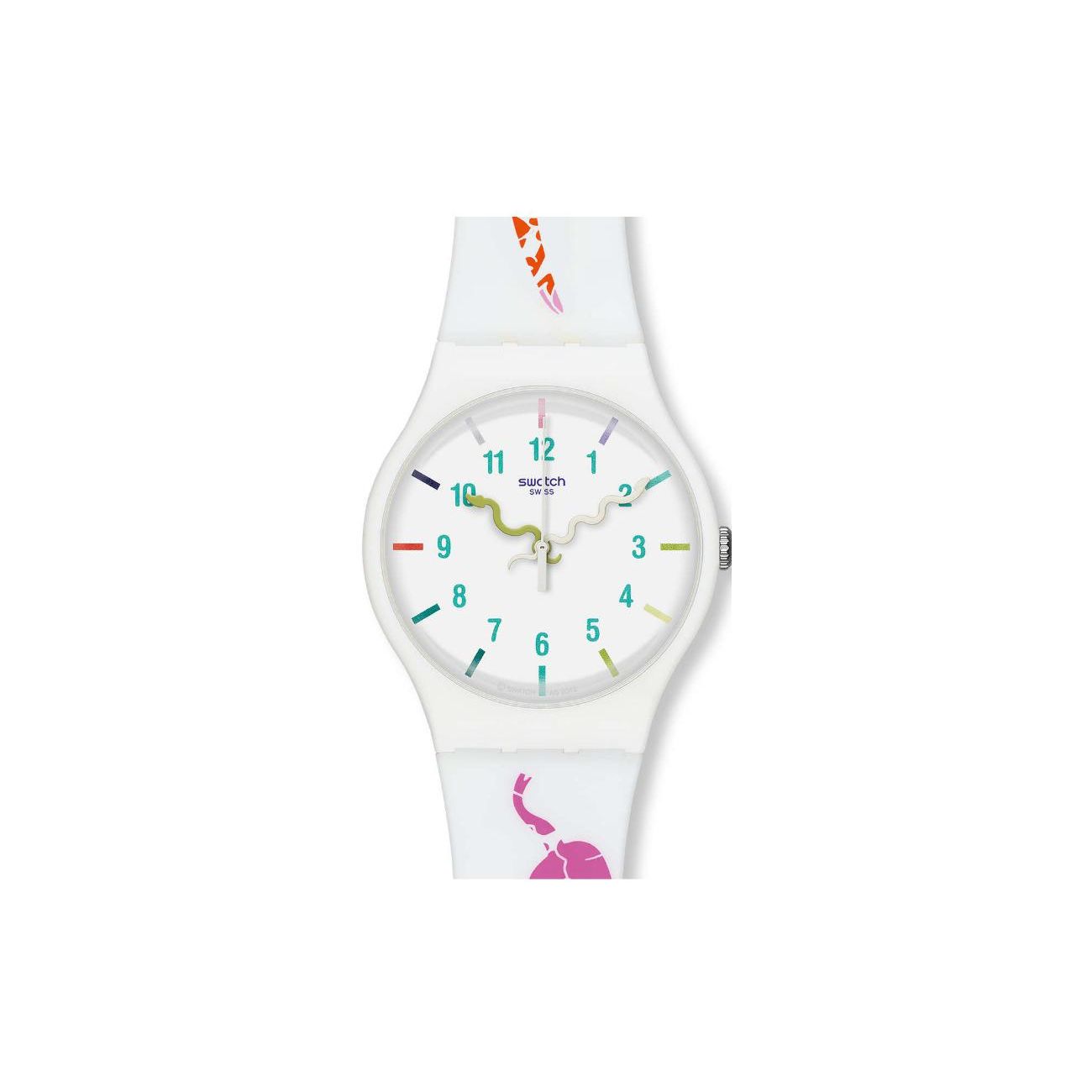 Swatch Quartz Movement Snake Hand Watch White Dial Men Watches SUOZ158 White