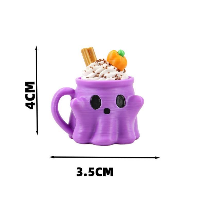 3D Printed Ghost Ice Cream Keychain Fidget Clicker Stress Relief Pendant Funny Halloween Accessory for Backpack Gift