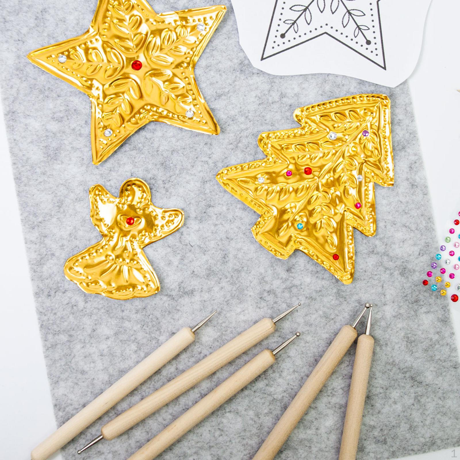 

15 Pieces Embossing Foil Sheets Craft Set Metal Tin Engraving Carving Tools Awl Stickers золотой
