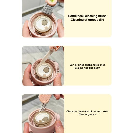 In 1 Tassen Deckel Reinigungsbürste Cartoon Löwen Design Doppelseitig