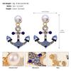 Ocean Blue Rhinestone Anchor Earrings Bridal Drop Earrings Versatile Personalized Jewelry For Women
