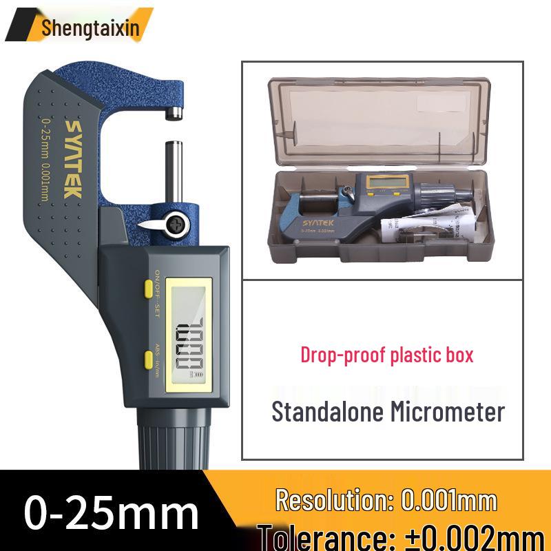 Shengtai High Precision Digital Micrometer: Electronic Thickness Gauge 0-100mm