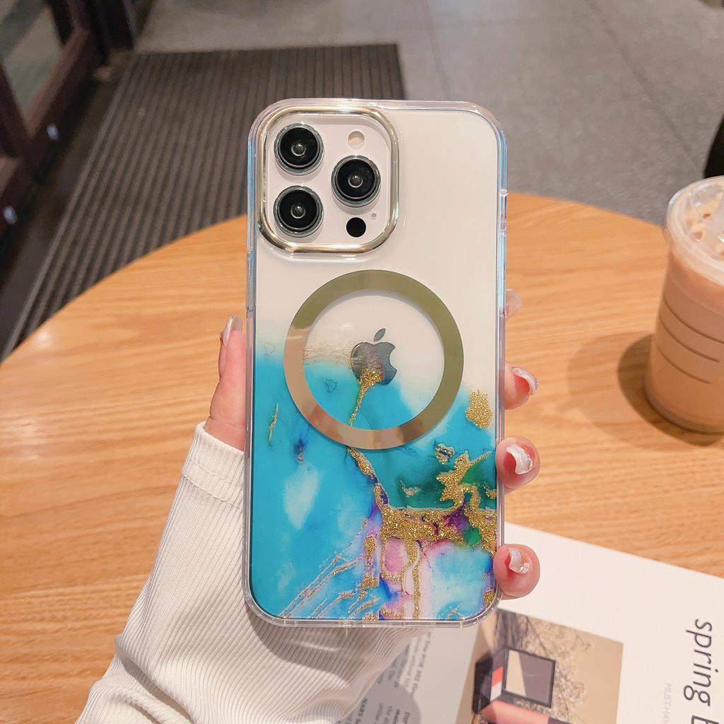 Handyhülle für IPhone15 Serie Magnetisch Sturzsicher IMD Kabelloses Laden Magsafe Hohe Adsorptionskraft Norden