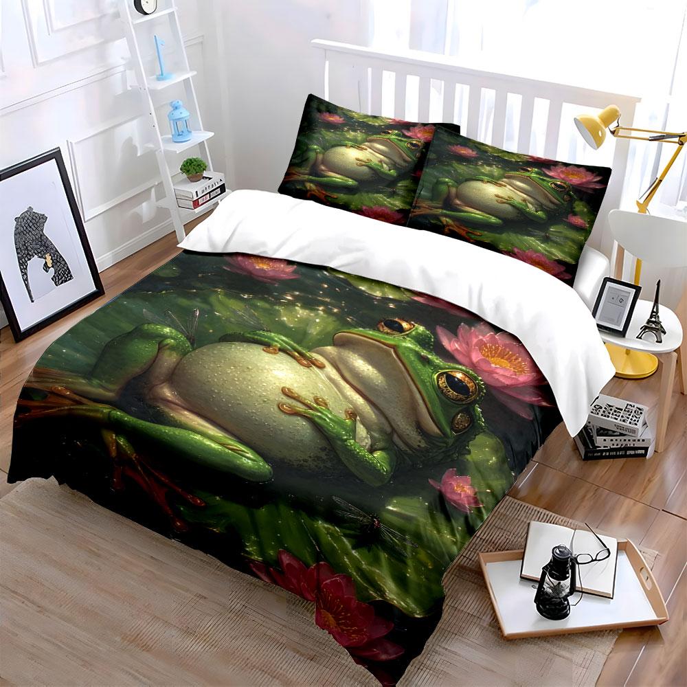 """Frosch und Lotus Bettwäsche-Set" Bettwäsche Bettbezug-Set Bettbezug Kissenbezüge""" (1 * Bettbezug 2 * Kissenbezüge, ohne Bettdecke)