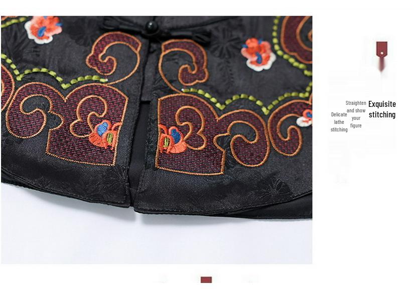 Women's Retro Stand Collar Frog Button Embroidered Vest - Spring 24 Ethnic Style
