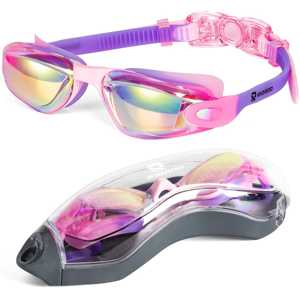 Kids Swimming Goggles Professional Anti-Fog/UV Protection No Leakage for 3-14 Years Girls Boys Swimming Goggles Gift Case