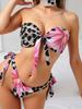 Set Bikini Due Pezzi Stampato Senza Spalline Europeo & Americano - Costume da Bagno Sexy in Rete per Donne