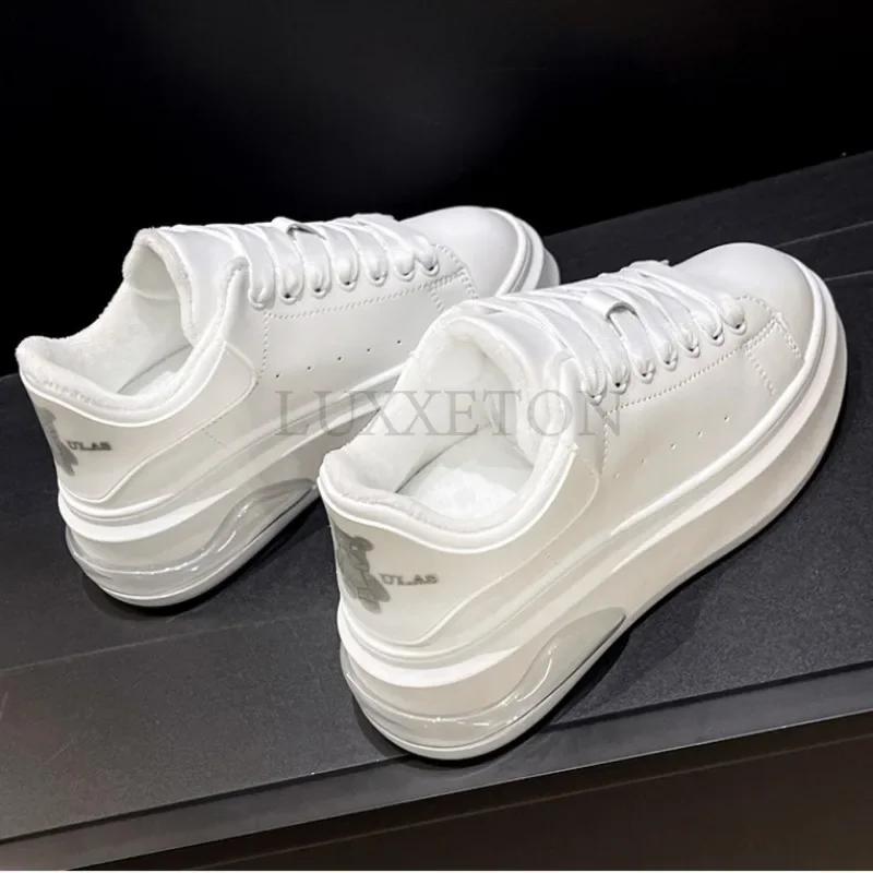 Little White Shoes Winter Korean Edition New Thick Sole Lace Up Sports Shoes Women Shoes Little Bear Casual Board Shoe