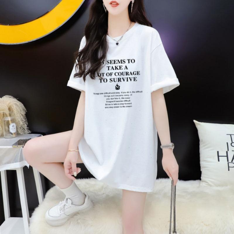 

Женская повседневная летняя футболка с короткими рукавами и винтажным принтом в виде букв Niche Glitter 3XL белый